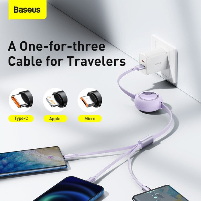 BASEUS Bright Mirror 1-for-3 Data Cable USB to MLC 1.2m 66W - CAMLC-MJ