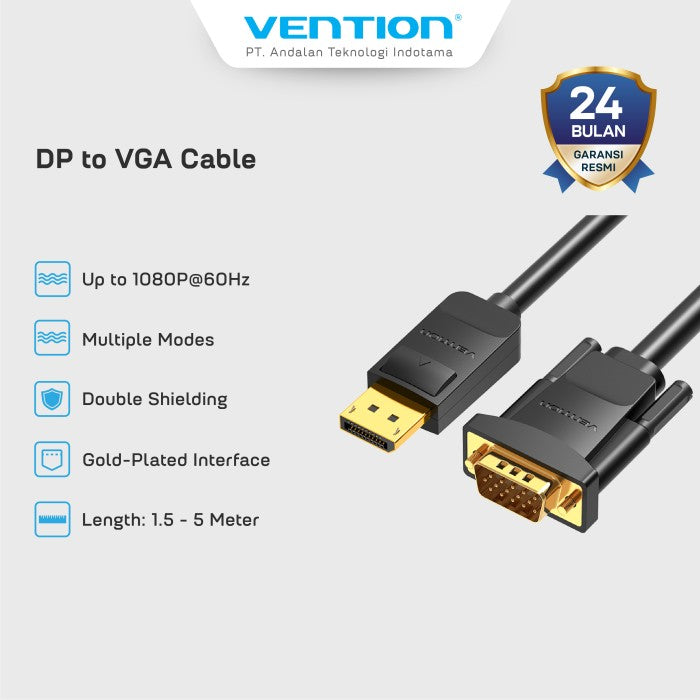 Vention Kabel Converter Display Portt DP Thunderbolt to VGA 1080P 60Hz - HBL