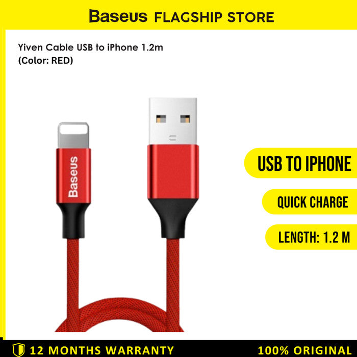 Baseus Yiven Kabel Charger USB Type A to Lightning 1.2M - CALYW