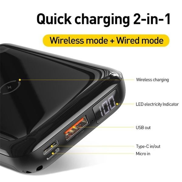 Powerbank Baseus Mini S Bracket 10W Wireless Charger 10000mAh 18W