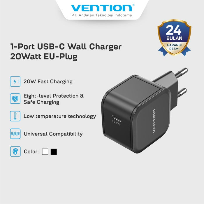 Vention Wall Charger Adapter 20W PD Fast Charging USB C EU - FEJ