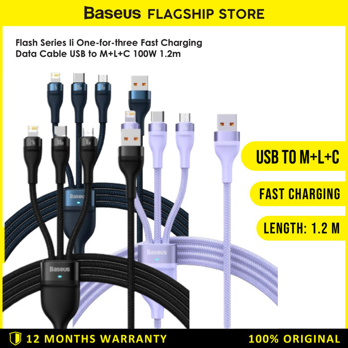 Baseus Flash Series II Kabel Charger 3in1 100W - CASS03000