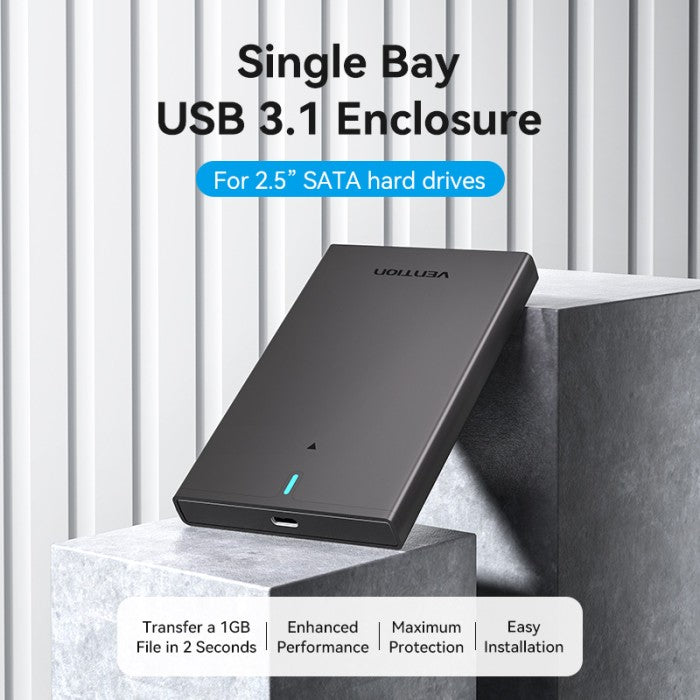 Vention Cassing HDD 2.5 Inch SATA Hard Drive Enclosure Free Kabel USB 3.1 Gen 2 C 6Gbps - KPB