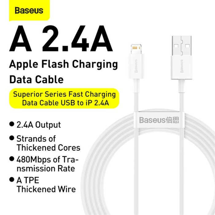 BASEUS Superior Series Fast Charging Data USB to iP 2.4A 0.25m CALYS