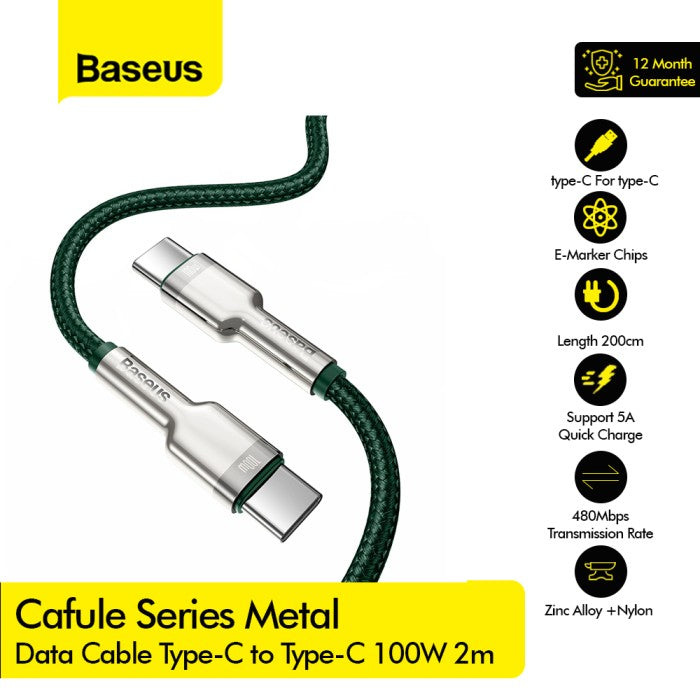 BASEUS Cafule Series Metal Data Cable C to C 100W 2m -CATJK-D