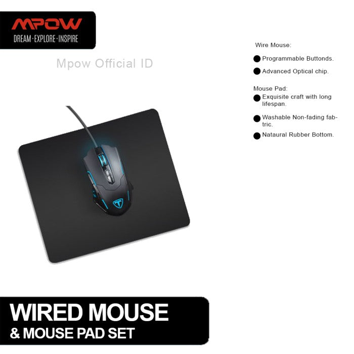 MPOW Pictek Gaming Mouse with Mouse Pad, Programmable - GEPC056