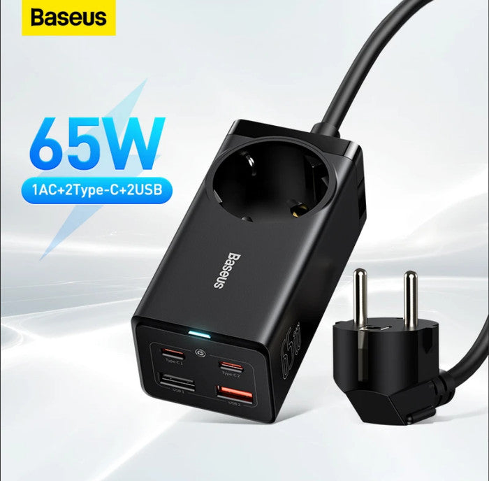 GAN3 PRO Desktop Powerstrip AC+2U+2C 65W EU (Inc: Baseus Xiaobai)-PSZM