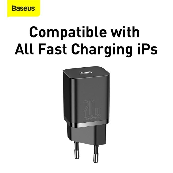 BASEUS Super Si Charger 1C 20W with Cable Type-C to iP 1m - TZCCSUP-B