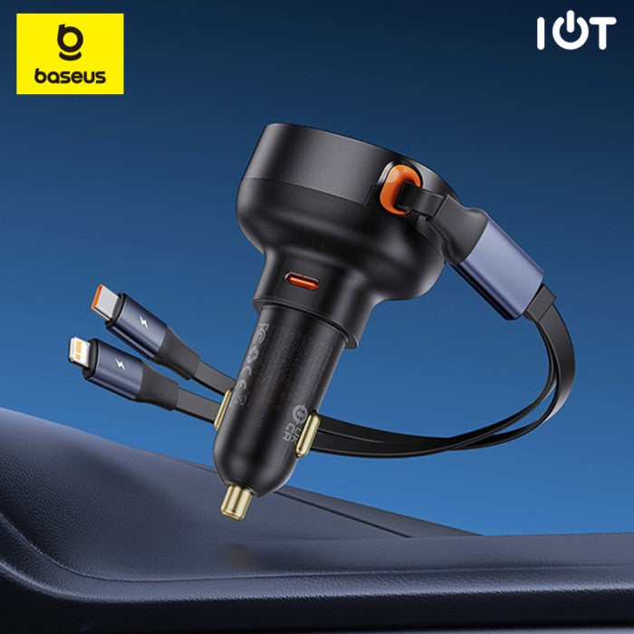 Baseus Enjoyment Pro Car Charger C+Retractable C & iP Cable 60W