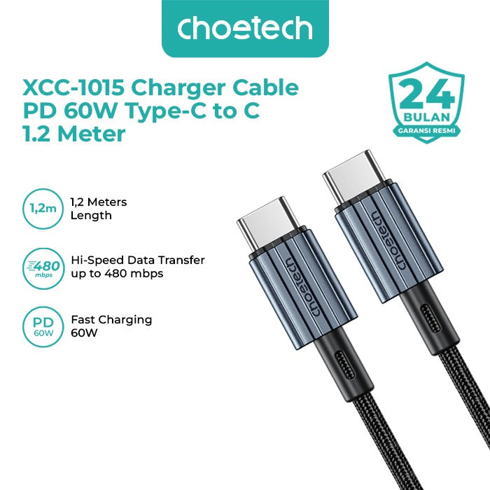 Choetech XCC-1015 Charger Cable 60W USB Type C to C 2M