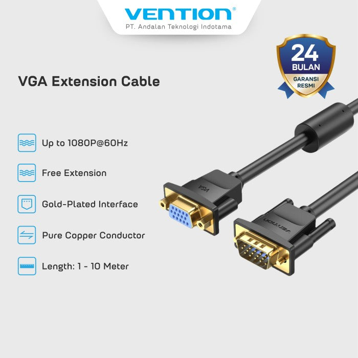 Vention Kabel Extension VGA Cable 1080P 60Hz Male to Female 10M - DAG