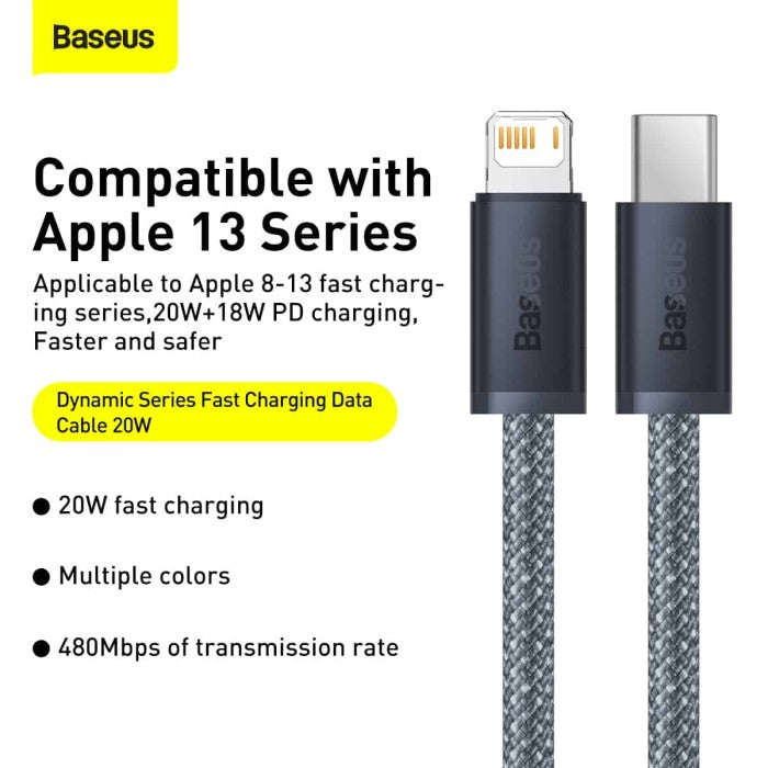 Baseus Kabel data c to ip dynamic series fast charging 20w 1m CALD