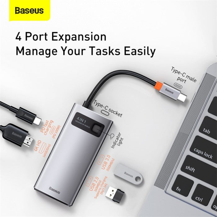 BASEUS Metal Gleam Series 4-in-1 Multifunctional Type-C HUB CAHUB-CY