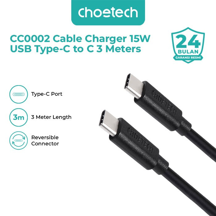 Choetech CC0002 Cable Charger 15W USB Type C to C 1M