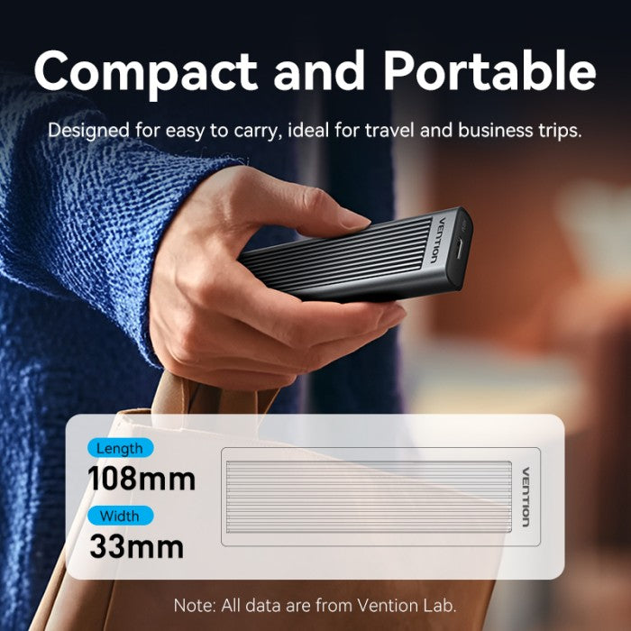 Vention Cassing M.2 NVMe SSD/SATA Enclosure Bundling Kabel USB 3.2 Type C Gen 2 Heat Sink ABS Aluminum Alloy - KPL