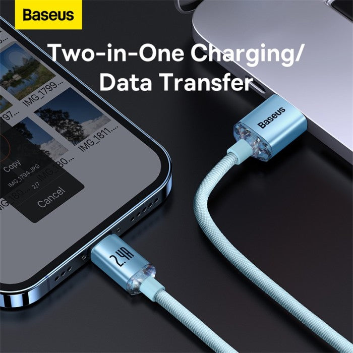BASEUS Kabel Crystal Shine Fast Charging Data USB to iP 2.4A -CAJY001