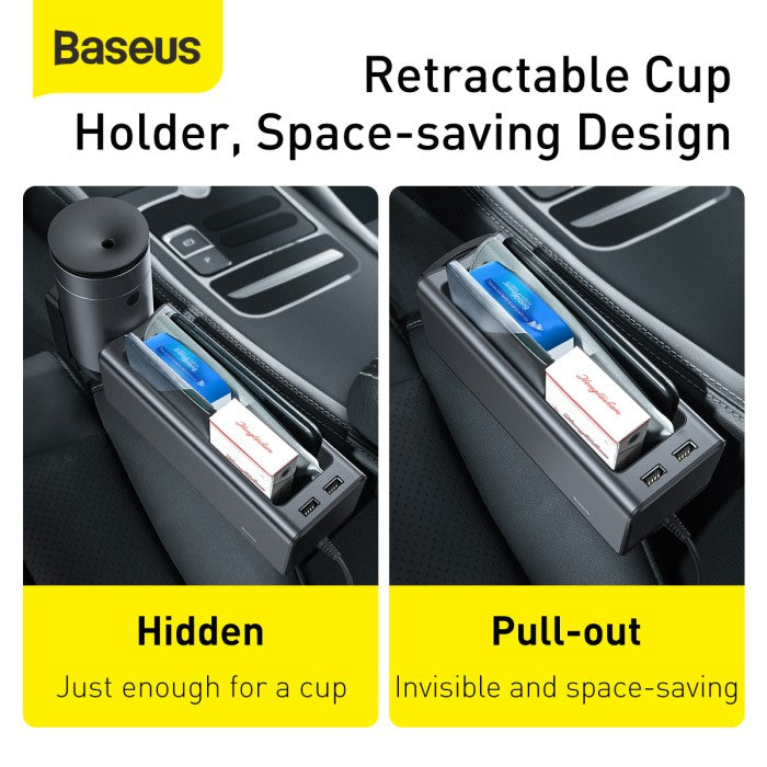 BASEUS Deluxe Metal Armrest Console Organizer with USB CRCWH-A