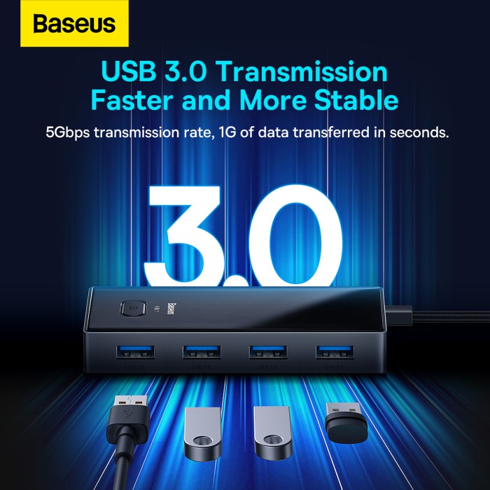 Baseus PioneerJoy 4-Port Type-C HUB Adapter Gray?Type-C to USB3.0*4)