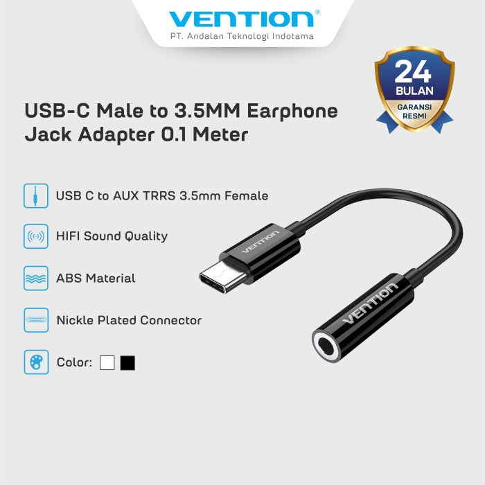 Vention Kabel  Adapter USB Type C to AUX 3.5mm Earphone Jack Audio - BGI