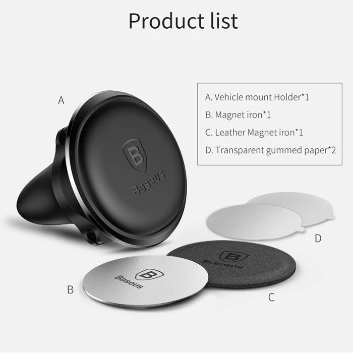 BASEUS Magnetic Air Vent Car Mount Holder with cable clip SUGX