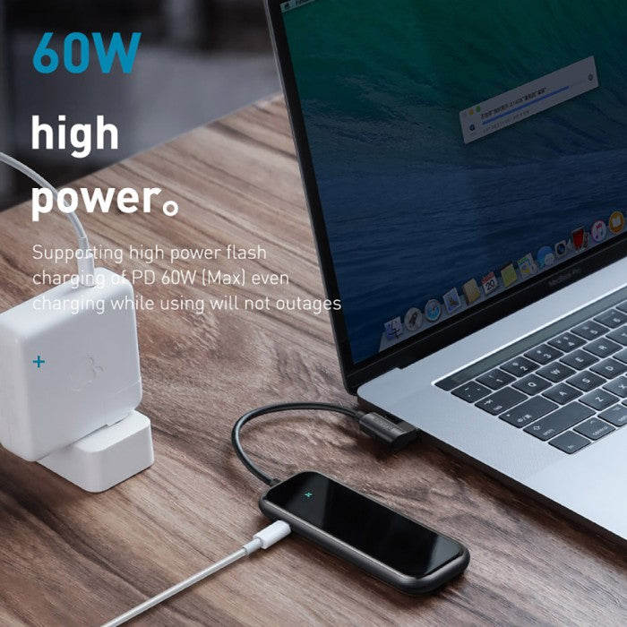 BASEUS Multi-functional HUB (Type-C to 4xUSB3.0+PD) Deep gray CAHUB-EZ