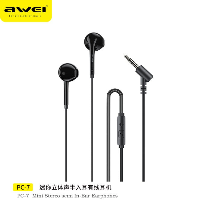 AWEI Mini Stereo Semi In-Ear Earphones PC-7