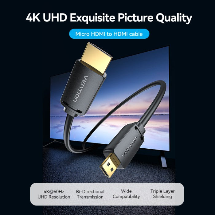 Vention Kabel  HDMI-D Male to HDMI-A Male 4K 60Hz UHD Cable  - AGI