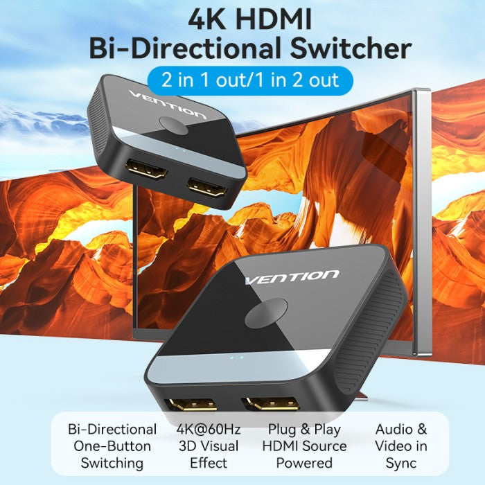 Vention HDMI Switcher 2 in 1 Out 4K@60Hz - AKO