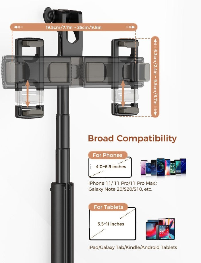 Mpow Selfie Stick Tripod with Dual Phone Holders