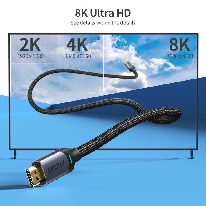 Choetech XHH01 Kabel HDMI to HDMI 8K 4K 2K 2M Nylon Cable HDR 3D HiFi