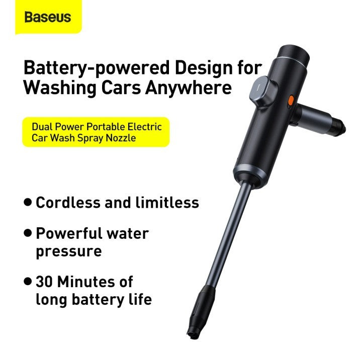 BASEUS Dual Power Portable Electric Car Wash Spray Nozzle (Set)