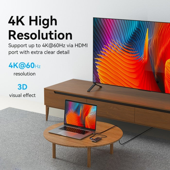 Vention Hub Multiport 9in 1 Docking Station USB Type C To HDMI TRRS VGA PD 100W Acrylic Type - TFL