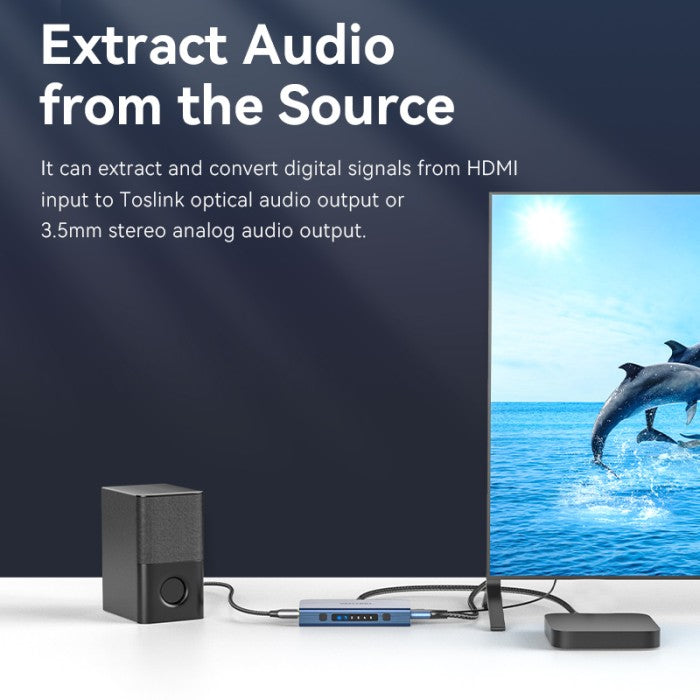 Vention HDMI 2.0 Switcher 5in 1 Out 3D 4K 60Hz HDR HDCP 2.2 with TRS 3.5mm  Audio Port Toslink - AKD