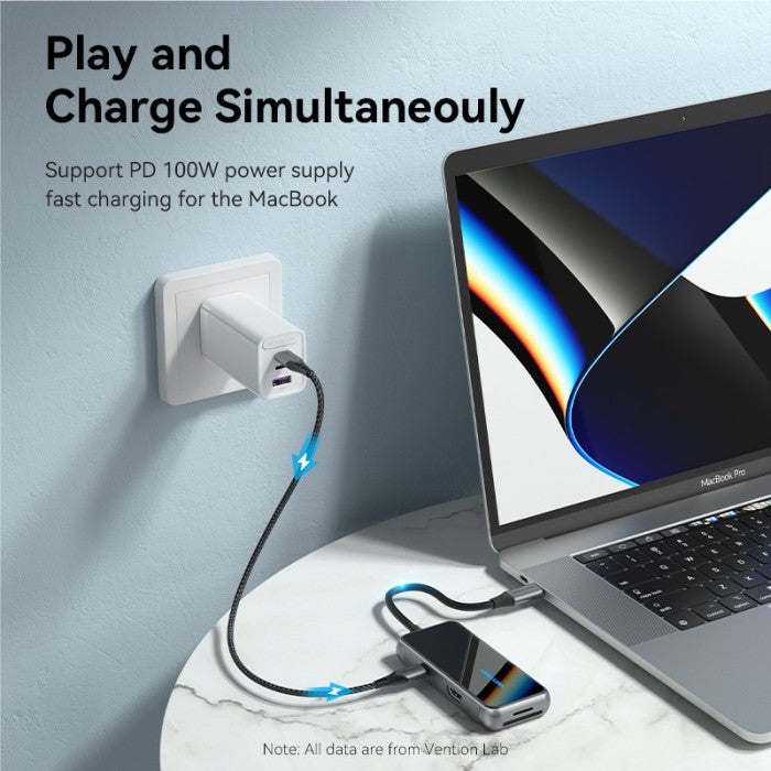 Vention Hub Multiport 7in 1 Docking Station USB Type C To HDMI/USB PD 100W Acrylic Type - TFM
