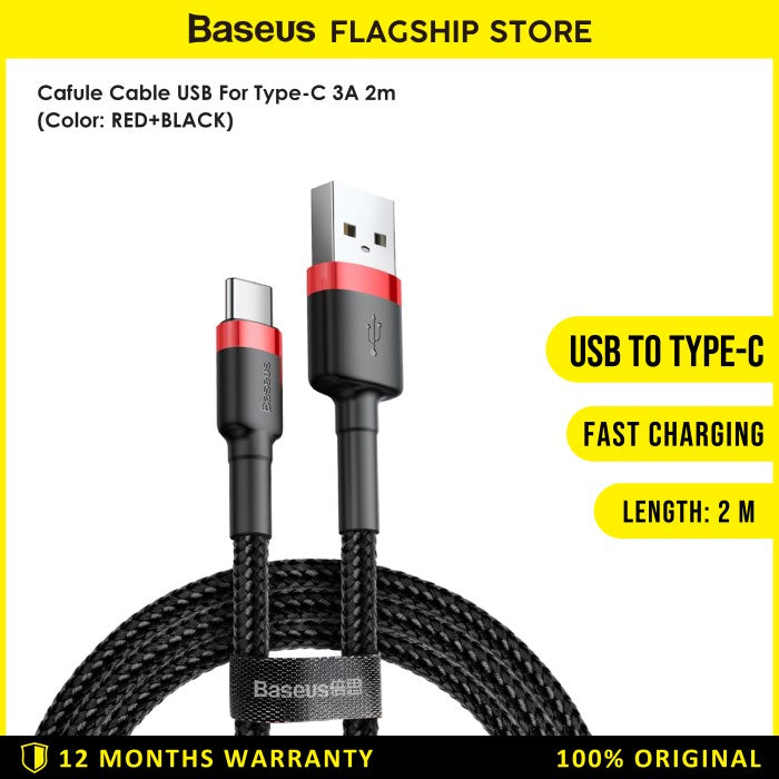 Baseus Cafule Kabel Charger USB A to Type C 2M - CATKLF-C