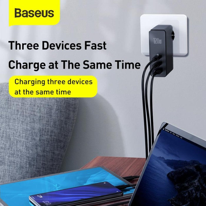 BASEUS Wall Charger GaN Mini Quick Charge PD C+C+A 120W - CCGAN-J