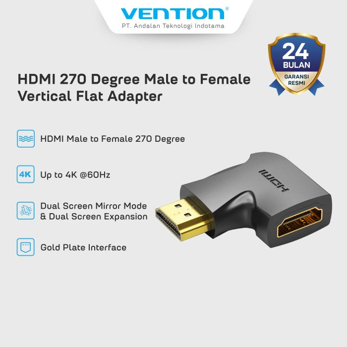 Vention HDMI 270 Degree Male to Female Vertical Flat Adapter - AIQ