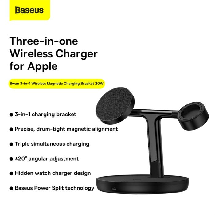 Baseus Swan 3-in-1 Wireless Magnetic Charging Bracket 20W WXTE000101