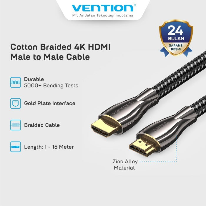 Vention Kabel HDMI Male to Male Support HDR 3D 4K 60Hz 10M 12M 15M - ALM