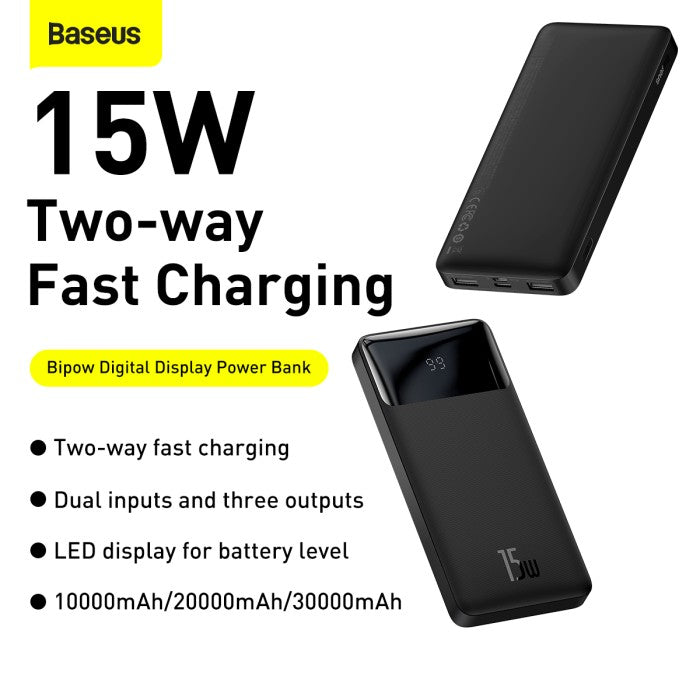Baseus Bipow Digital Display Powerbank 10000mAh 15W Overseas Edition