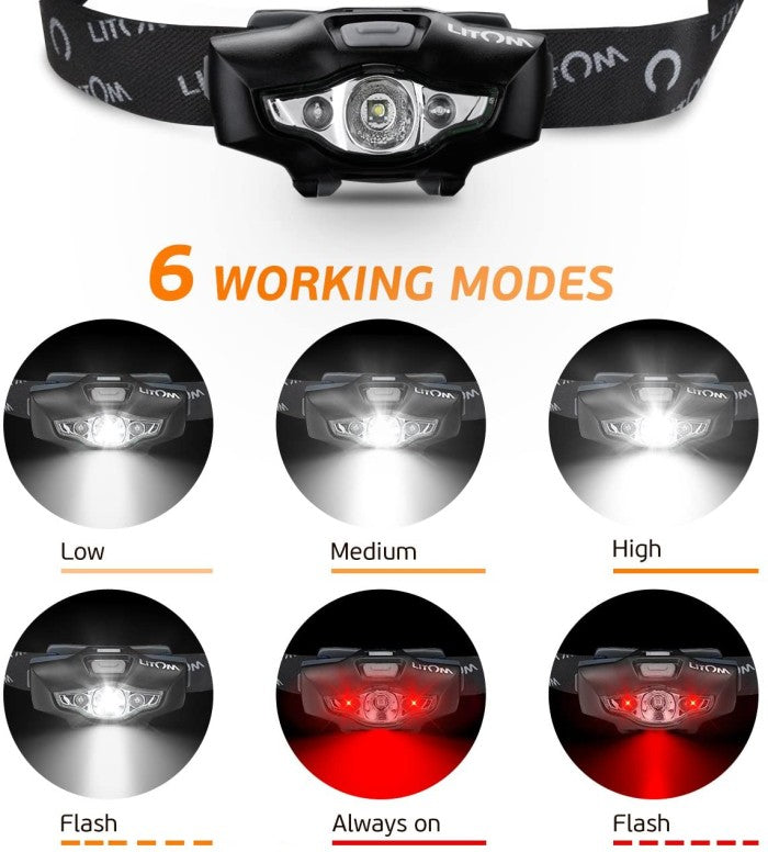 MPOW - Litom LED Headlamp, Super Bright Headlamp Waterproof LHL2