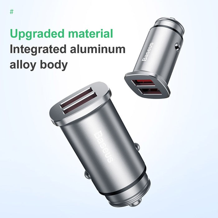 BASEUS Square metal A+A 30W Dual QC3.0 Quick Car Charger CCALL-DS