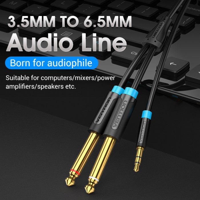 Vention Kabel AUX Splitter 3.5mm Male to Dual 6.5mm Male Jack Audio Cable 1M 2M 3M 5M  - BAC