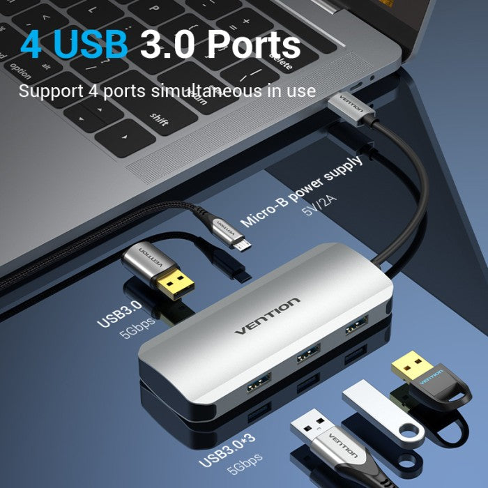 Vention Hub Adapter USB C to USB A 3.0 Multiport -TNA