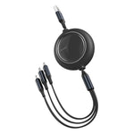 BASEUS Bright Mirror 1for3 Retractabl USB to M L C 3.5A 1.2M CAMLT-MJ