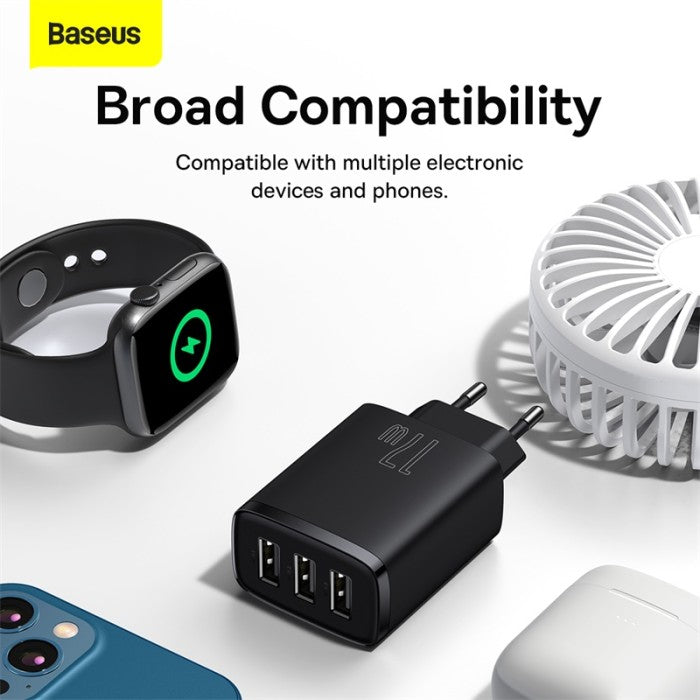 Baseus Compact Charger USB 3 Port 17W EU