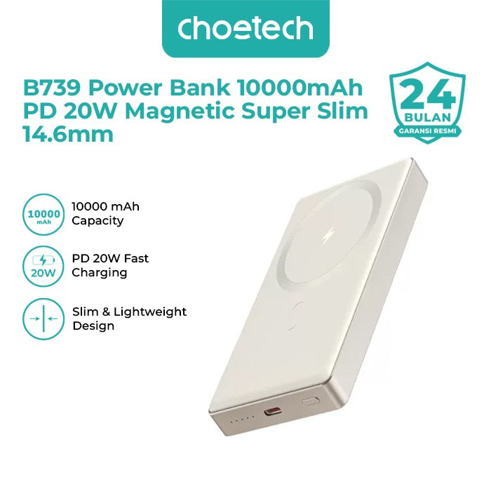 Choetech B739 Power Bank 10000mAh PD 20W Magnetic Super Slim 14.6mm