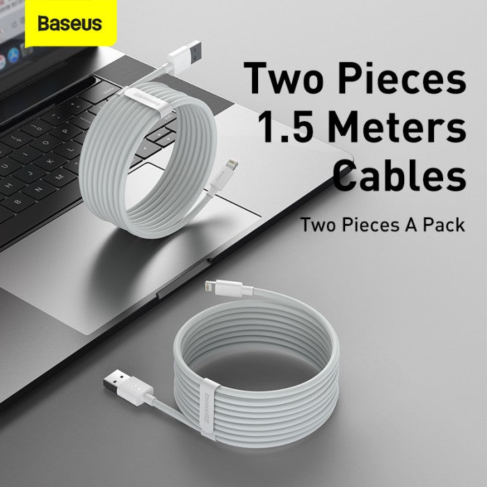 Baseus Simple Wisdom Series Data Cable Kit USB to iP 2.4A 1.5m 2PCS