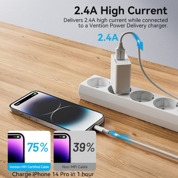 Vention Kabel Fast Charging USB 2.0 A to Lightning PD 2.4A - LAF