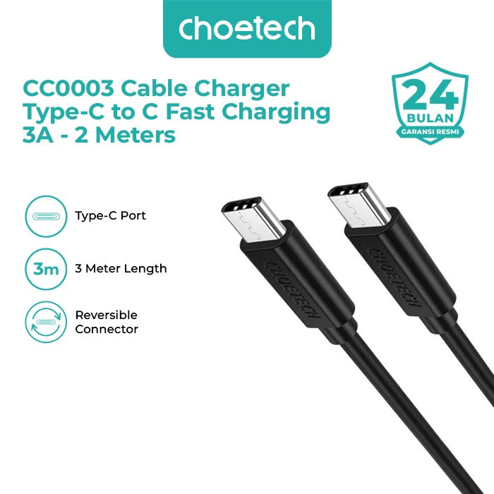 Choetech CC0003 Cable Charger 15W USB Type C to C 2M